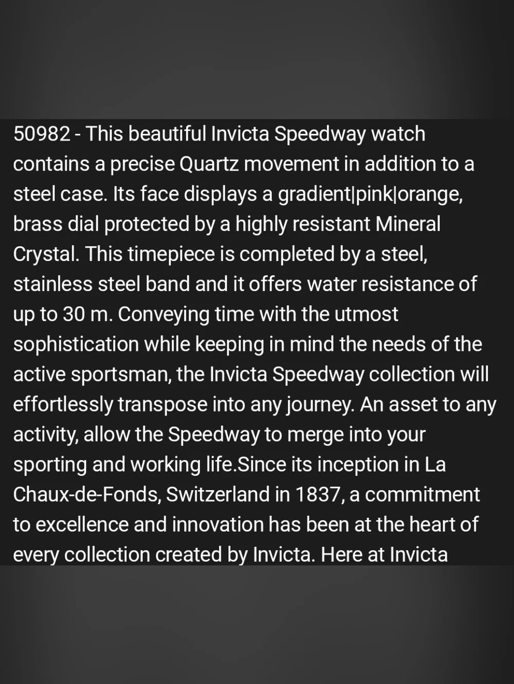 50982 Invicta Speedway Dominus Men's Quartz Watch - 42mm Tequilla Sunrise Silver